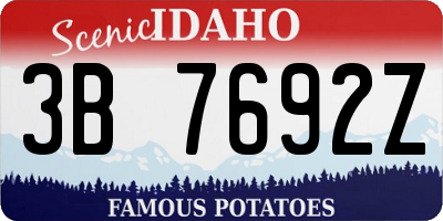 ID license plate 3B7692Z