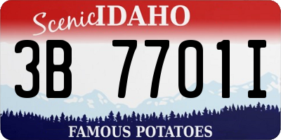 ID license plate 3B7701I