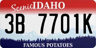 ID license plate 3B7701K