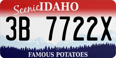 ID license plate 3B7722X