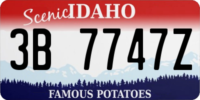 ID license plate 3B7747Z