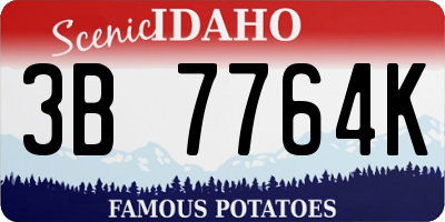 ID license plate 3B7764K