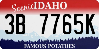 ID license plate 3B7765K