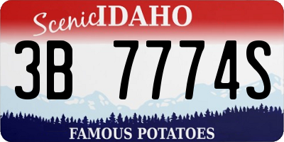 ID license plate 3B7774S