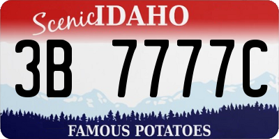 ID license plate 3B7777C