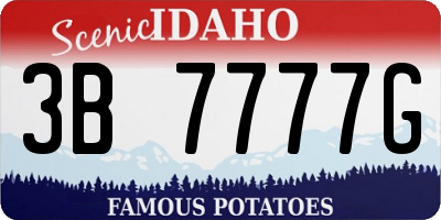 ID license plate 3B7777G