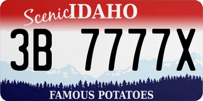 ID license plate 3B7777X