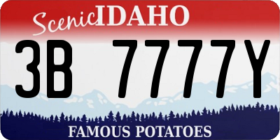 ID license plate 3B7777Y