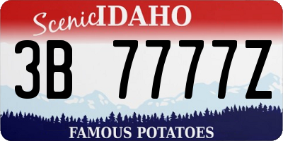 ID license plate 3B7777Z