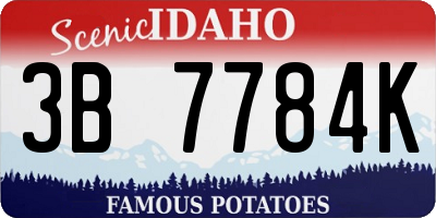 ID license plate 3B7784K
