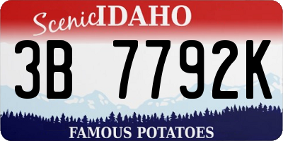 ID license plate 3B7792K