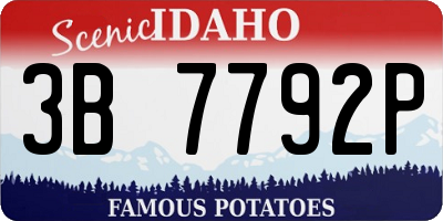 ID license plate 3B7792P