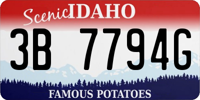 ID license plate 3B7794G