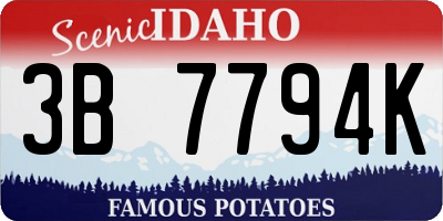 ID license plate 3B7794K