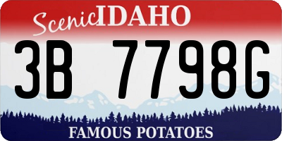ID license plate 3B7798G