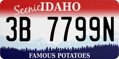 ID license plate 3B7799N