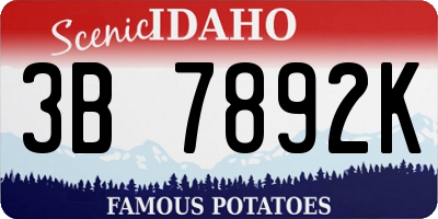 ID license plate 3B7892K