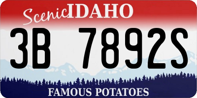 ID license plate 3B7892S