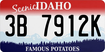 ID license plate 3B7912K
