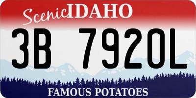 ID license plate 3B7920L