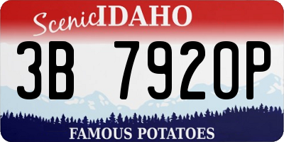 ID license plate 3B7920P