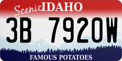 ID license plate 3B7920W