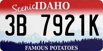 ID license plate 3B7921K