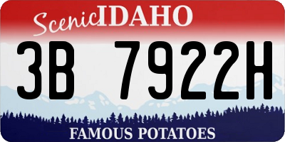 ID license plate 3B7922H