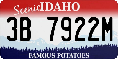 ID license plate 3B7922M