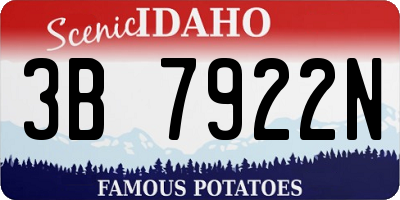 ID license plate 3B7922N