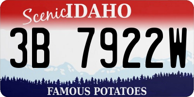 ID license plate 3B7922W