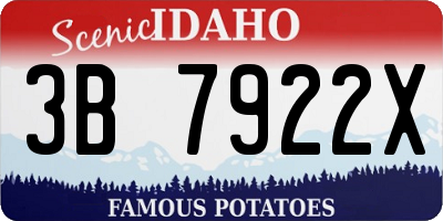 ID license plate 3B7922X