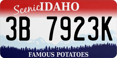 ID license plate 3B7923K