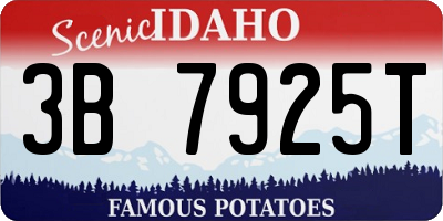 ID license plate 3B7925T