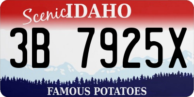 ID license plate 3B7925X