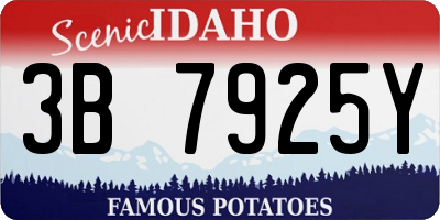 ID license plate 3B7925Y