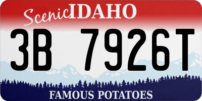ID license plate 3B7926T