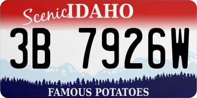 ID license plate 3B7926W