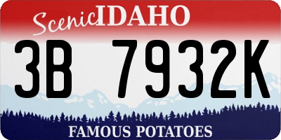 ID license plate 3B7932K
