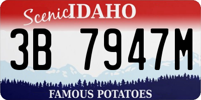 ID license plate 3B7947M