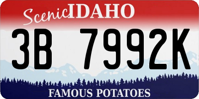 ID license plate 3B7992K