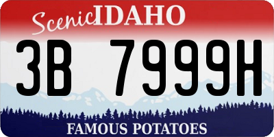 ID license plate 3B7999H