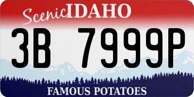 ID license plate 3B7999P