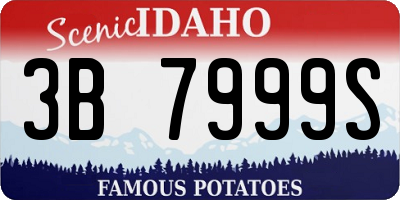 ID license plate 3B7999S