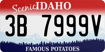 ID license plate 3B7999V