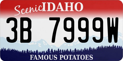 ID license plate 3B7999W