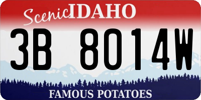ID license plate 3B8014W