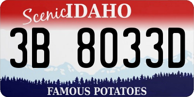 ID license plate 3B8033D