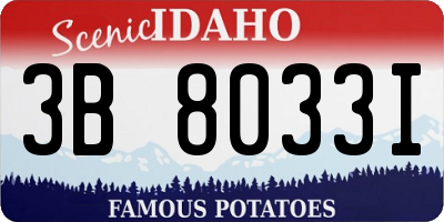 ID license plate 3B8033I