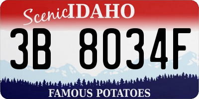 ID license plate 3B8034F